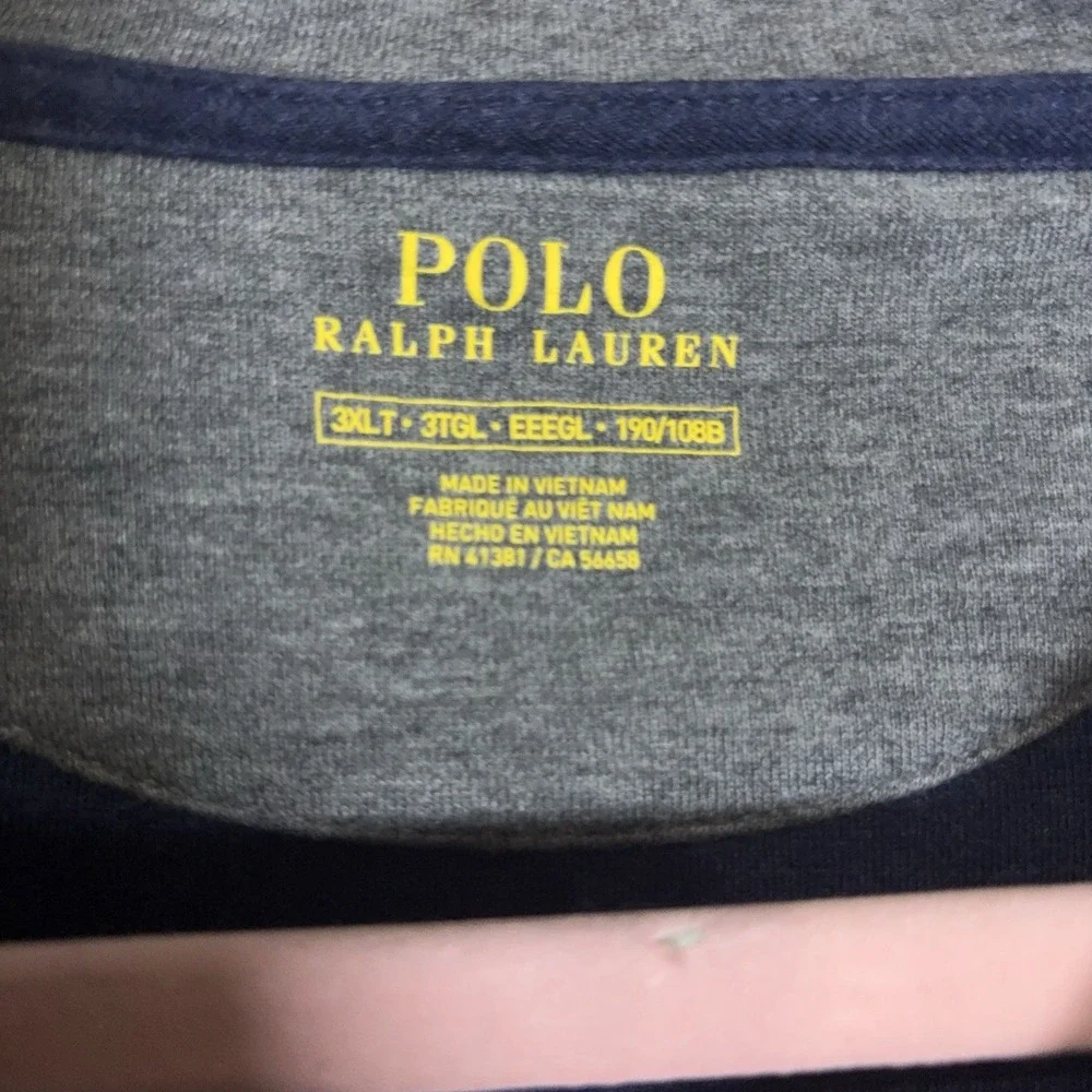 Polo Ralph Lauren 1/4 Zip Sweater Men 3XLT Blue Embroidered Pony‎ Classic